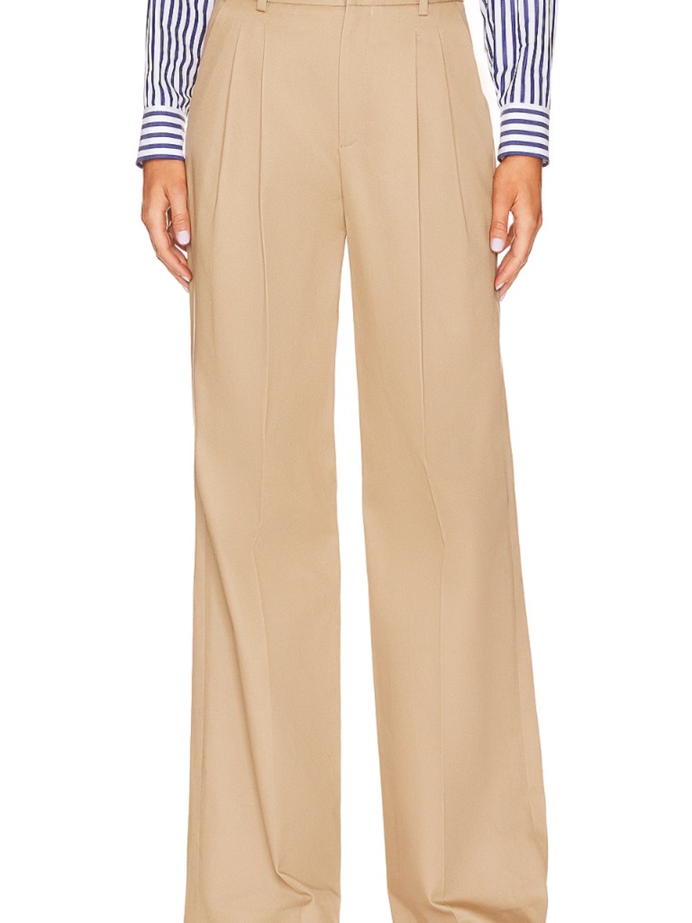 Nili Lotan Flavie Pants Pleated Wool Wide Leg Womens 0 Sand Beige USA